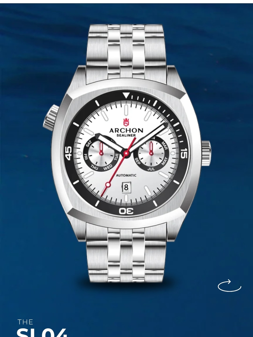 Archon "Sealiner" Automatic Panda Dial Men's Watch Model SL04 26 Jewels